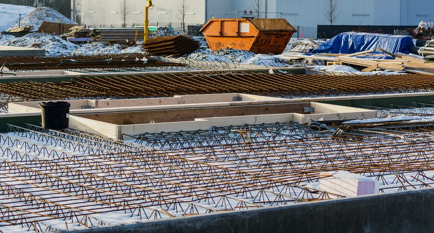 Steel bar and BRC fabric mesh reinforcement framework on construction site building material supplier Malaysia